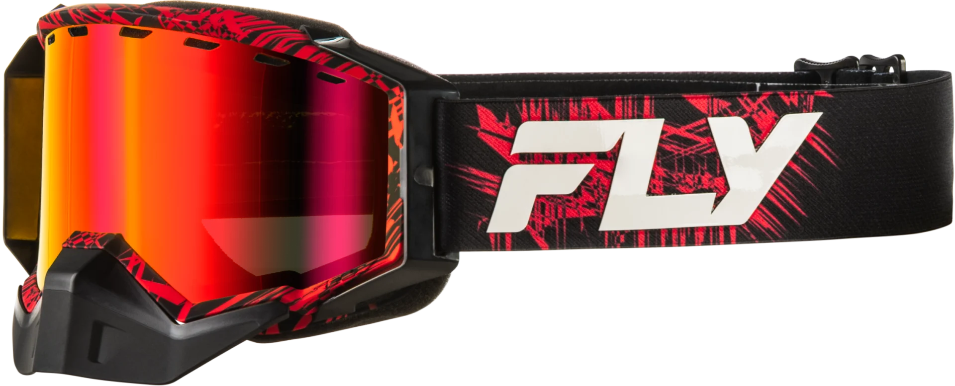 FLY Racing 2026 Zone Snow Goggles Red/Black with red mirror lens, front view
