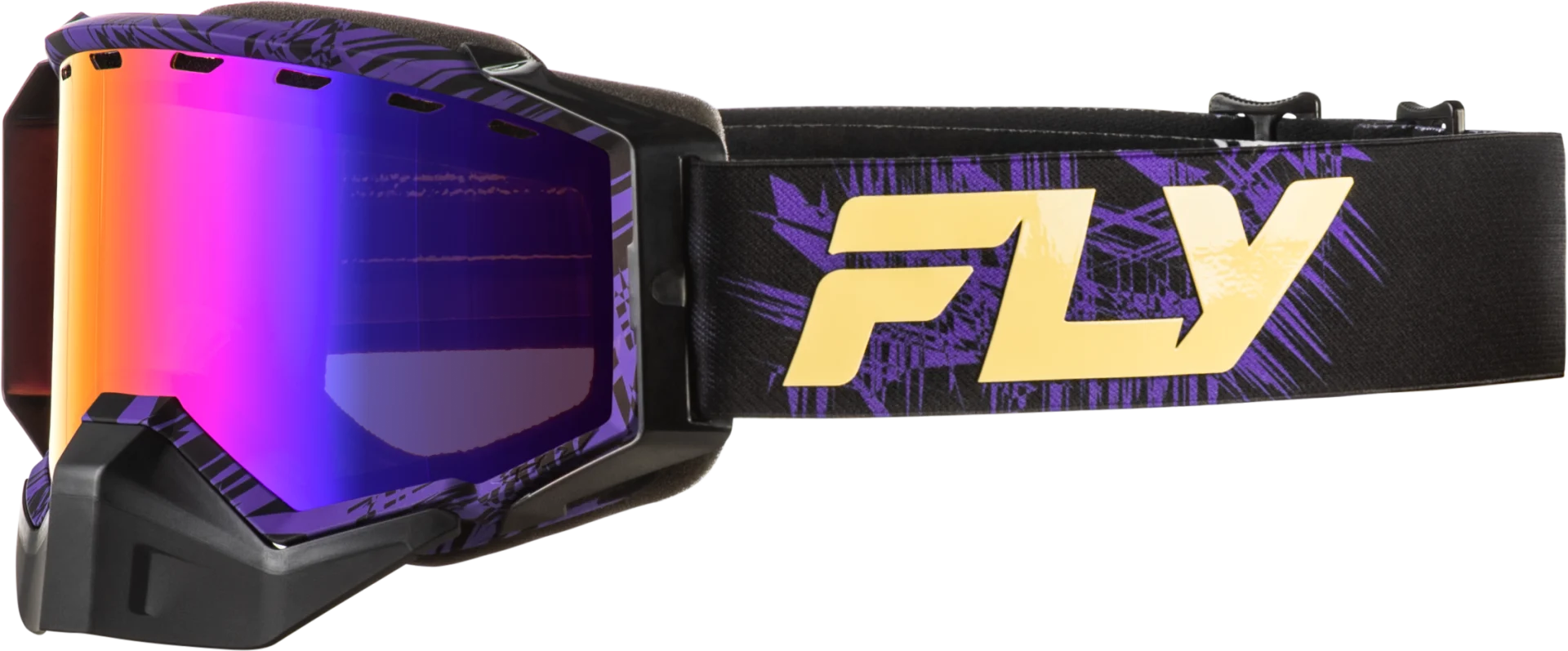 FLY Racing 2026 Zone Snow Goggles Purple/Tan with purple mirror lens, front view