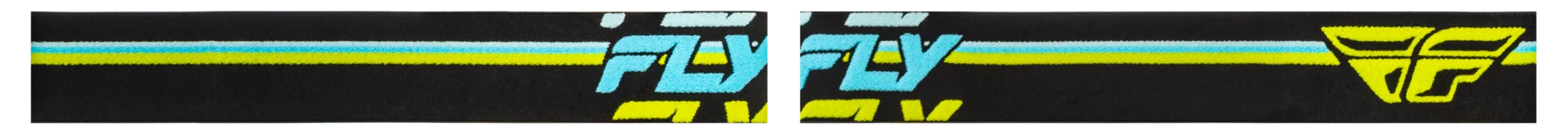 Black and hi-vis Fly Racing Focus goggle strap, flat view