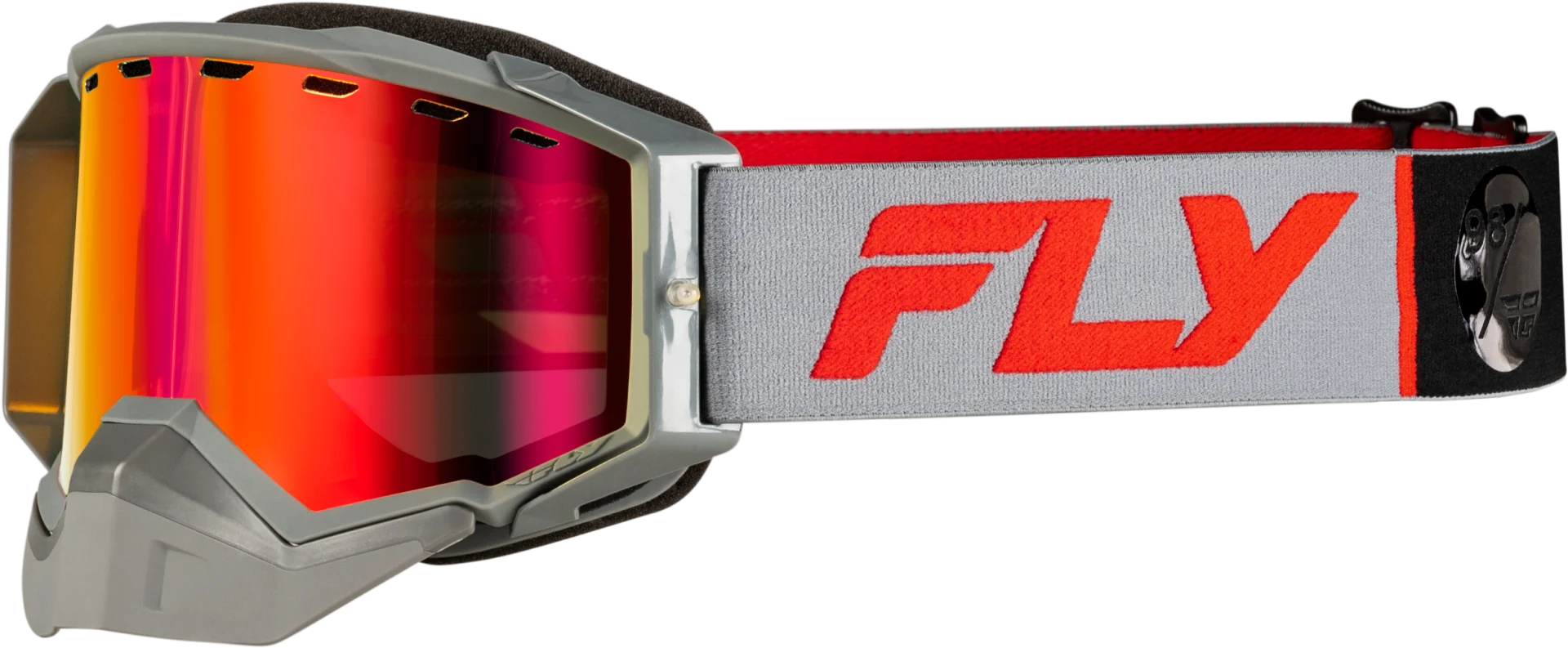FLY Racing 2024 Zone Elite Snow Goggles Grey/Red with red mirror lens, front view