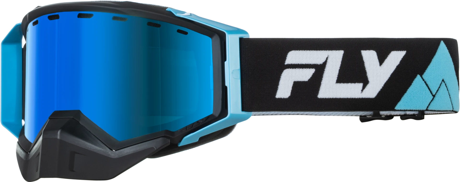 FLY Racing 2027 Zone Elite Snow Goggles Blue/Black with sky blue lens, front view
