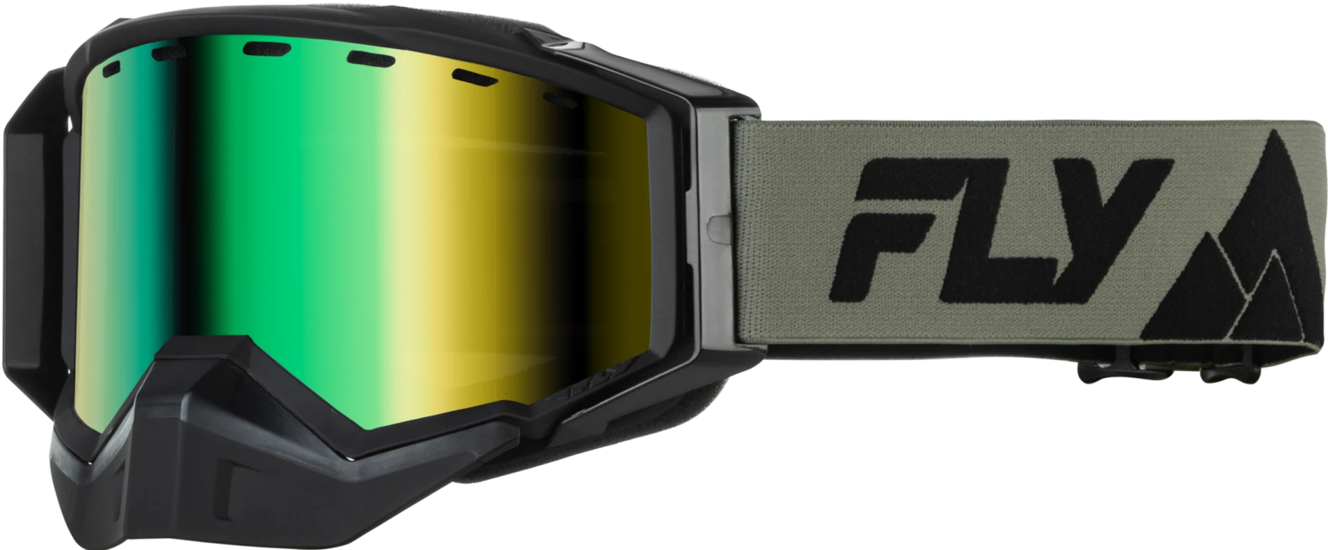 FLY Racing 2027 Zone Elite Snow Goggles Green with green mirror lens, front view