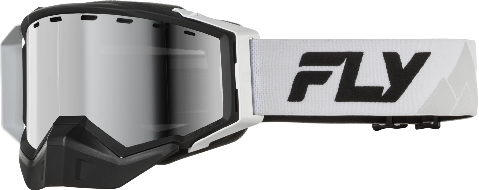 FLY Racing 2027 Zone Elite Snow Goggles White with silver mirror lens, front view