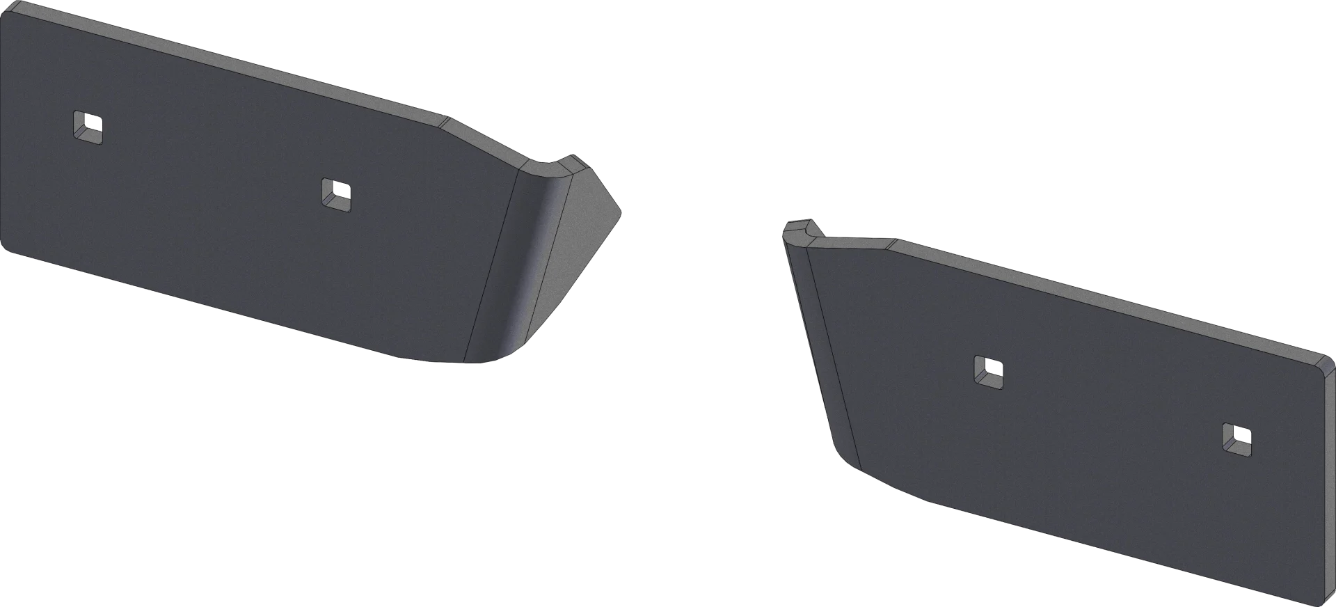 Two short black KFI Pro-V center wear bar pieces with mounting holes