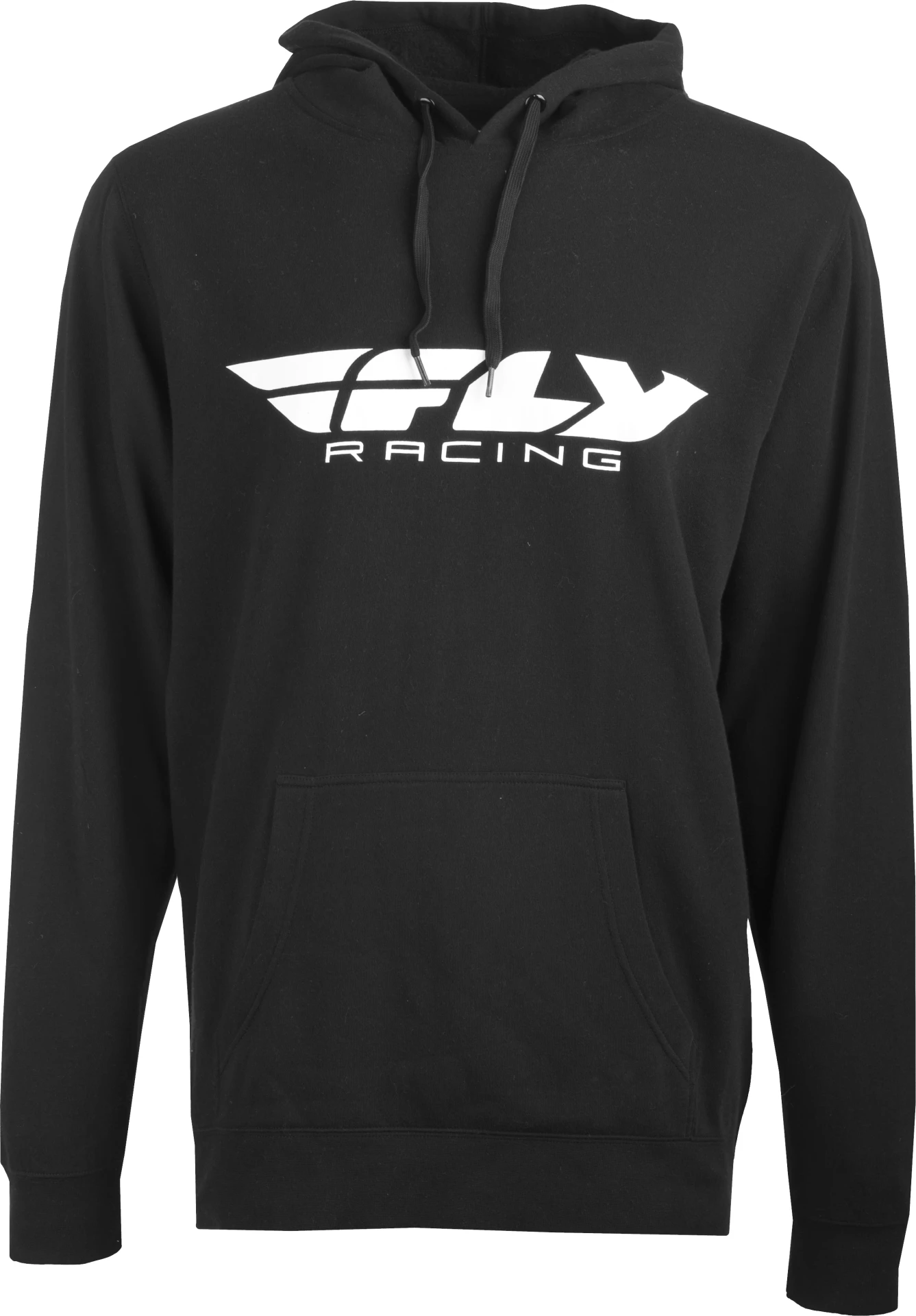 Black Fly Racing Corporate pullover hoodie, front view with white Fly Racing logo