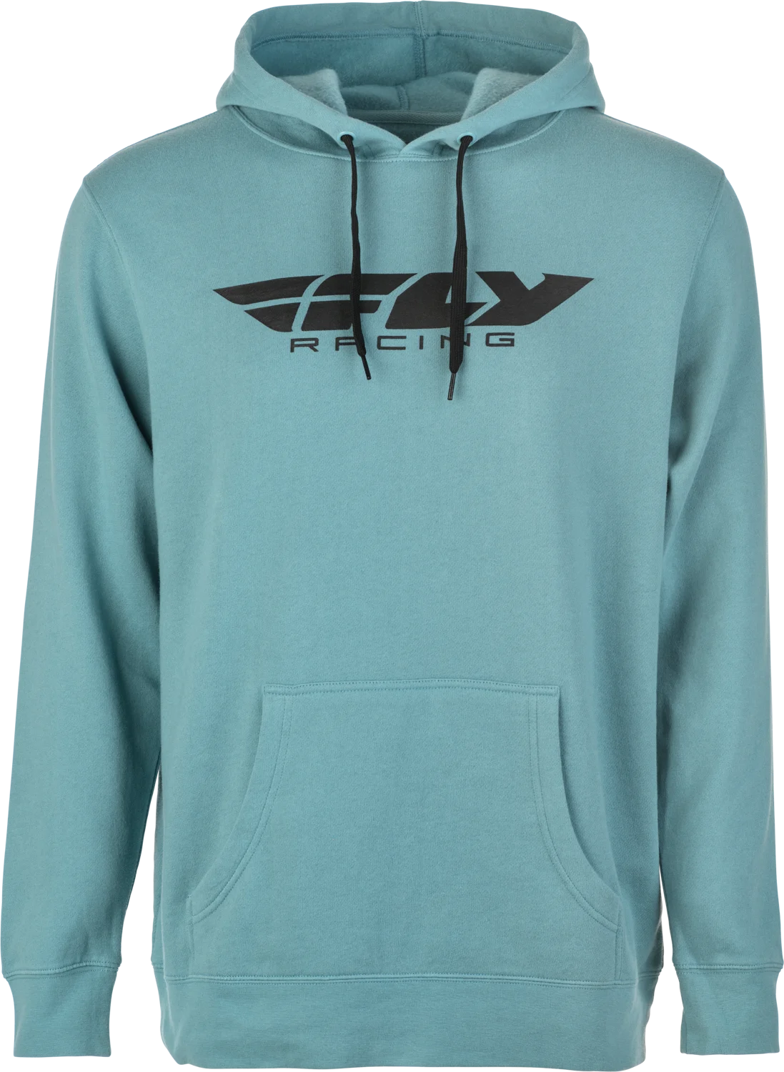 Dusty Slate Fly Racing Corporate pullover hoodie, front view with black Fly Racing logo