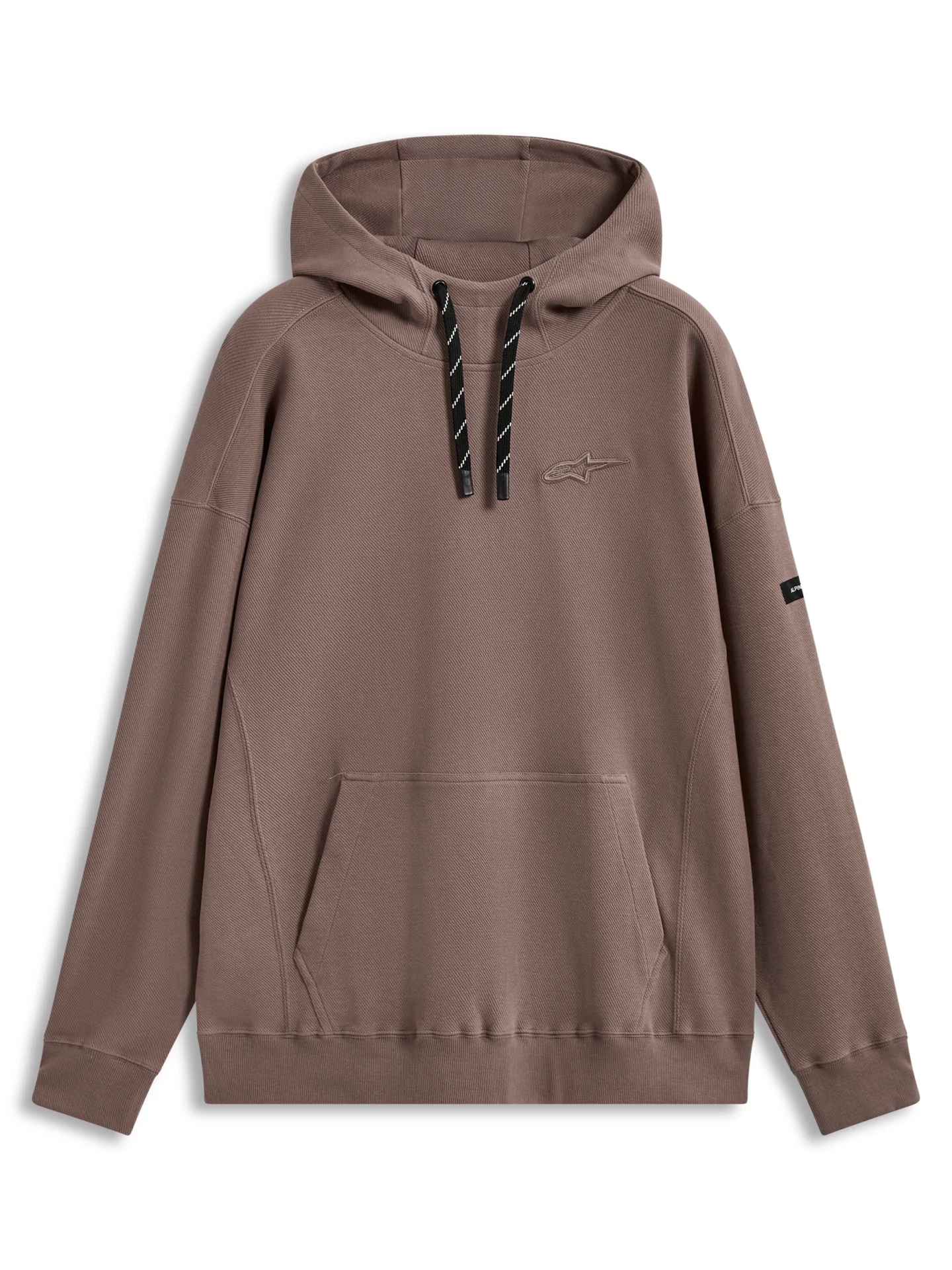 Alpinestars Camino Textured Oversized Hoodie in taupe, front view with black drawcords
