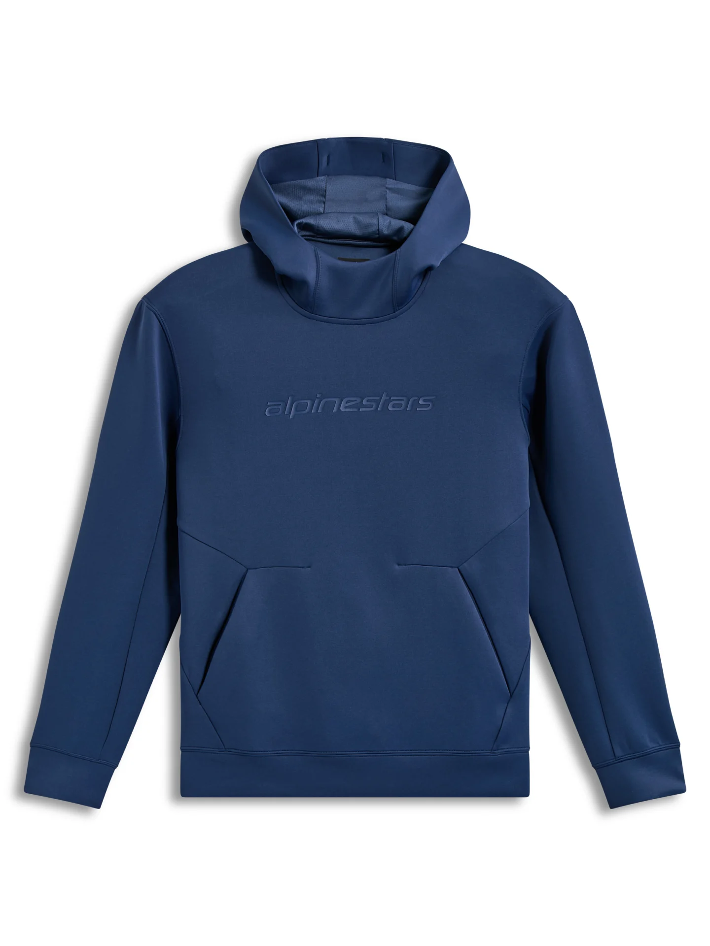 Steel blue Alpinestars Datrix pullover hoodie, front view with tonal chest logo