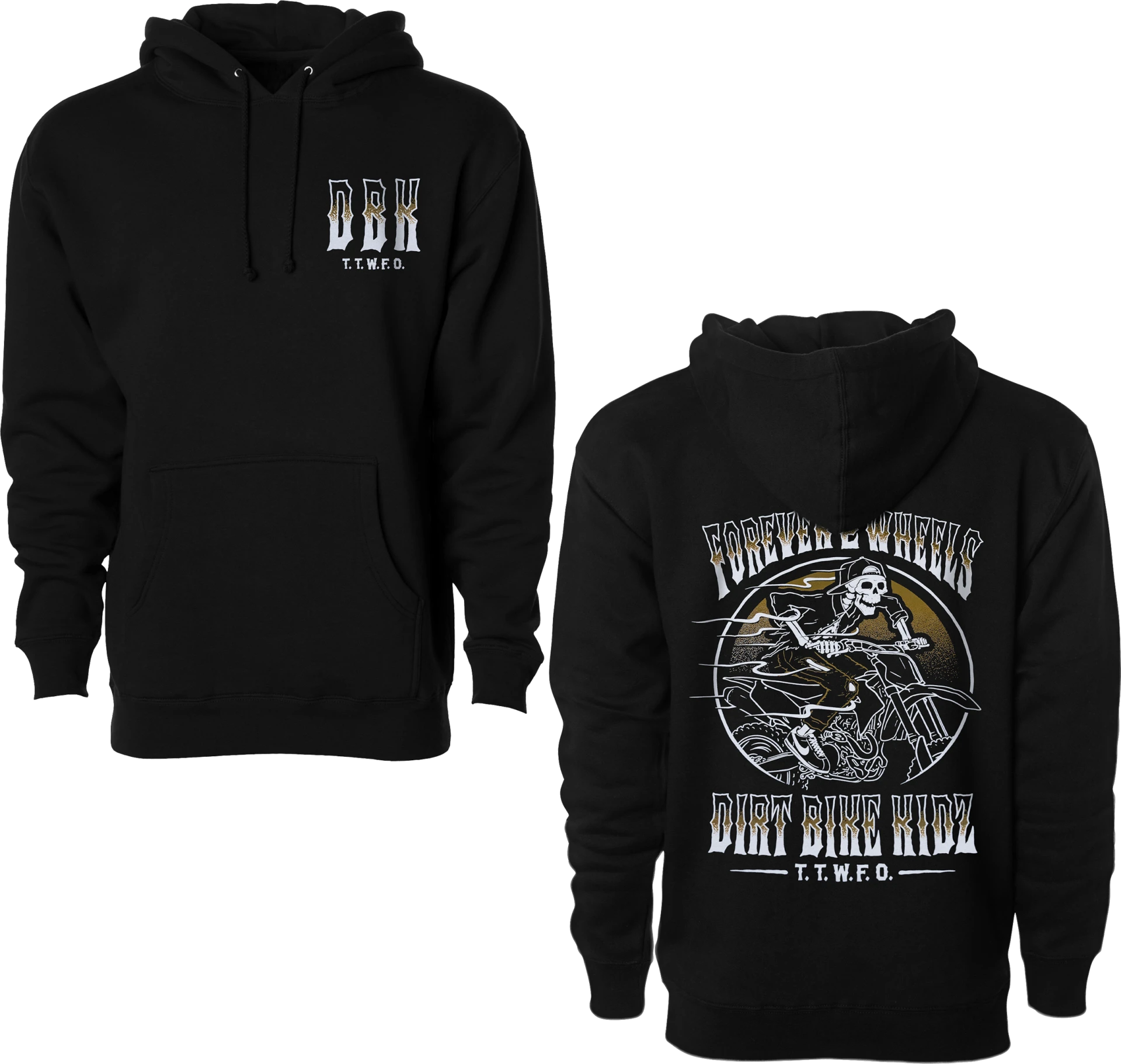 DBK Ghost Rider Hoodie in black, front and back views side by side