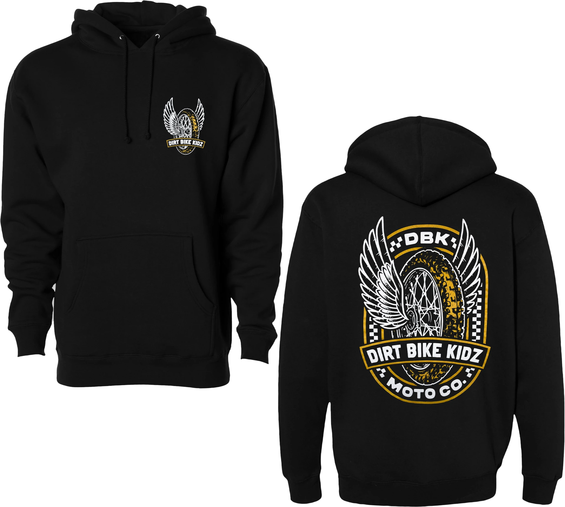DBK Guardian Hoodie in black, front and back views side by side