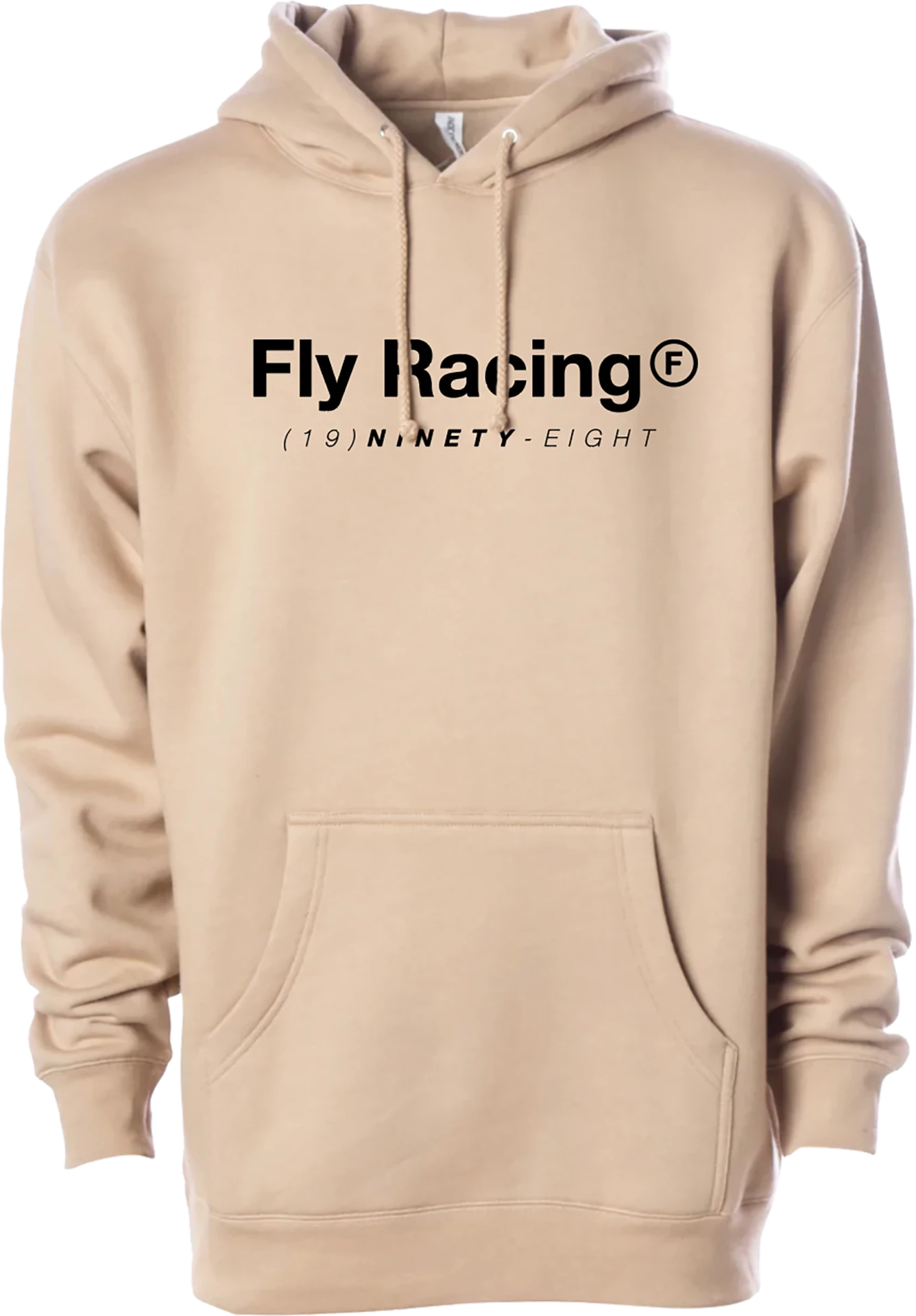 FLY Racing Trademark Hoodie in sandstone, front view with a black Fly Racing logo across the chest