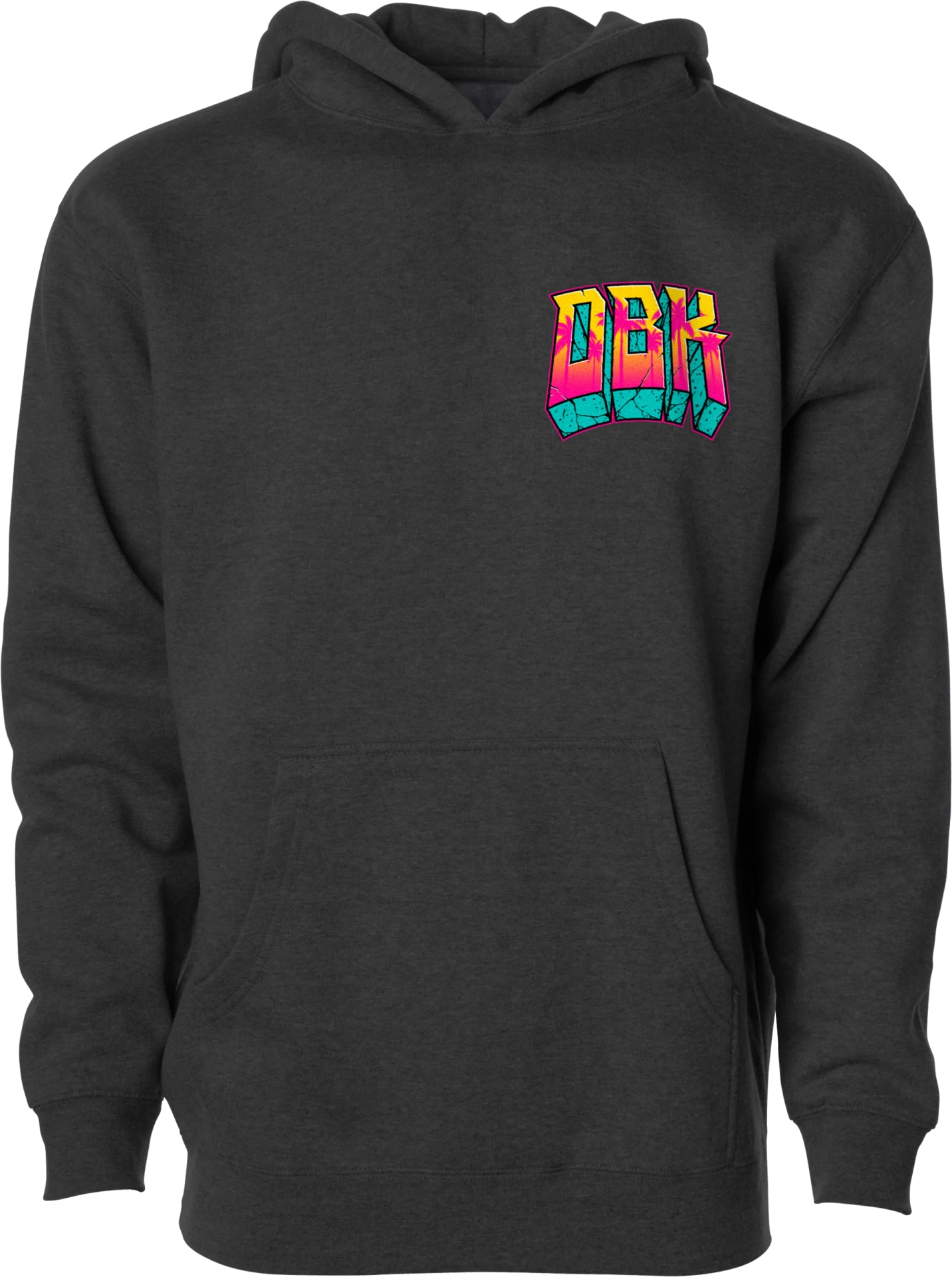 DBK Youth Block x Block Hoodie in charcoal heather, front view with small multicolor DBK chest logo