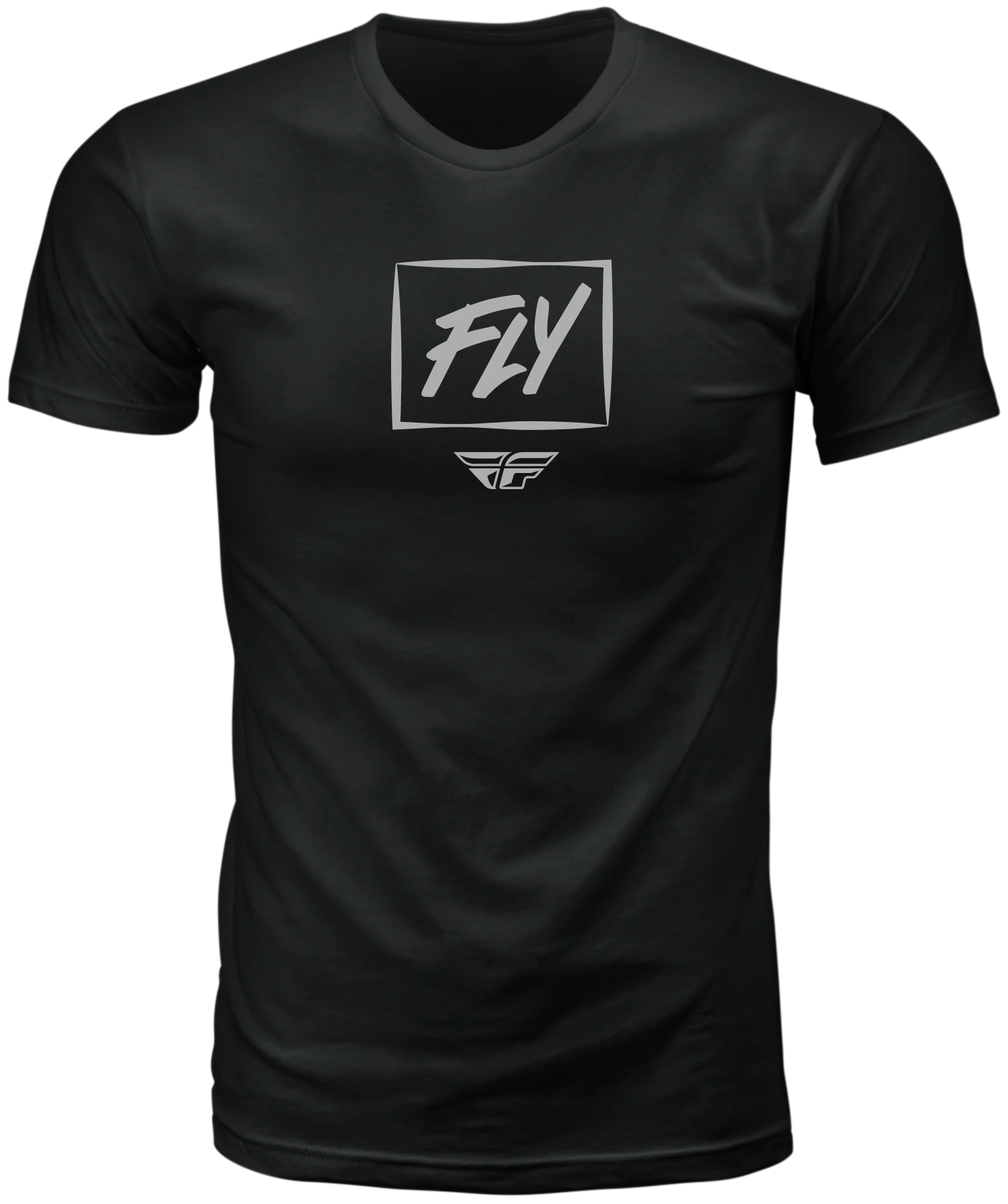 Fly Racing Zoom Tee in black, front view with white Fly box logo