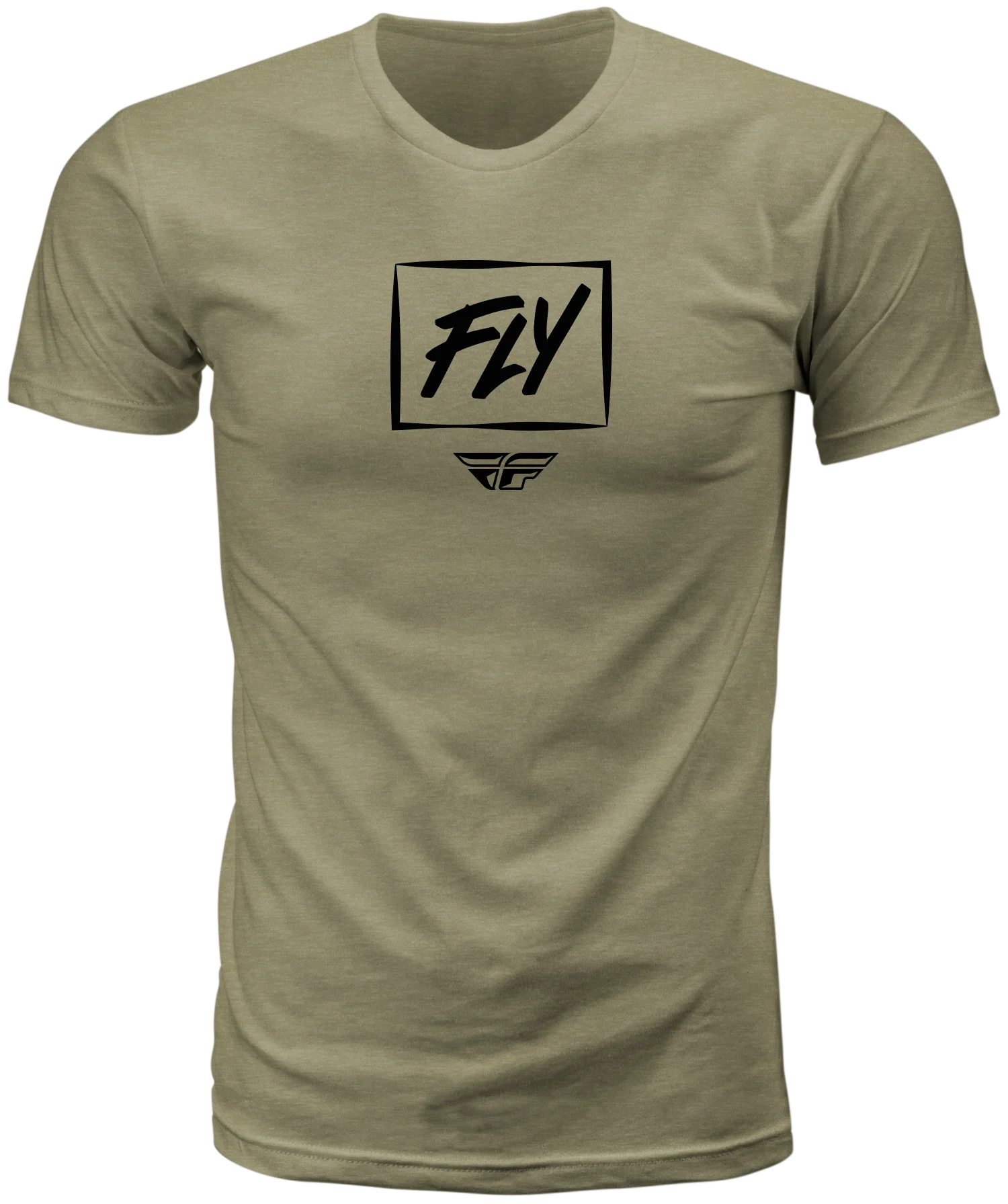 Fly Racing Zoom Tee in light olive, front view with black Fly box logo