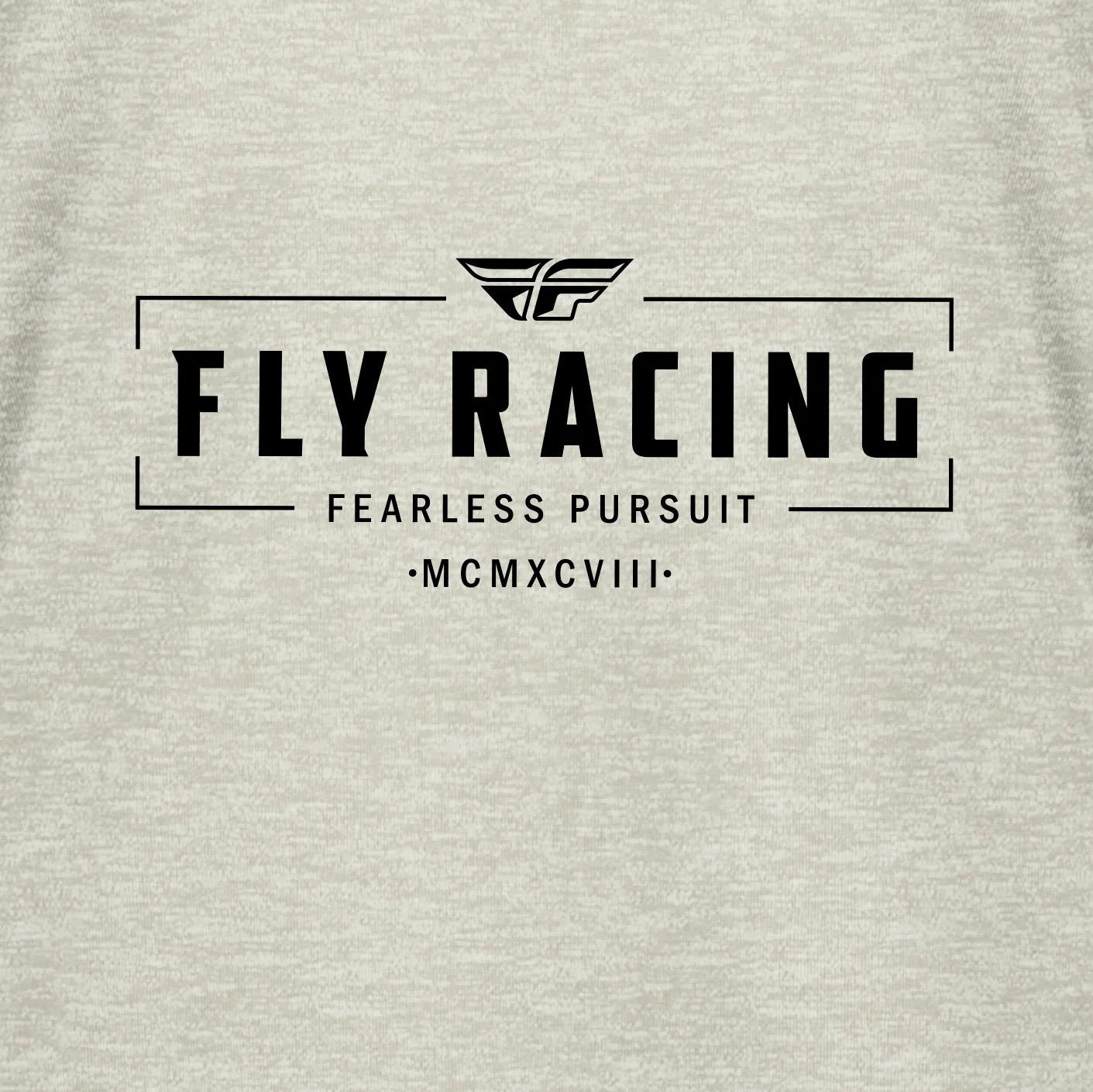Close-up of the black FLY Racing Fearless Pursuit graphic on the cream Women's Motto Tee