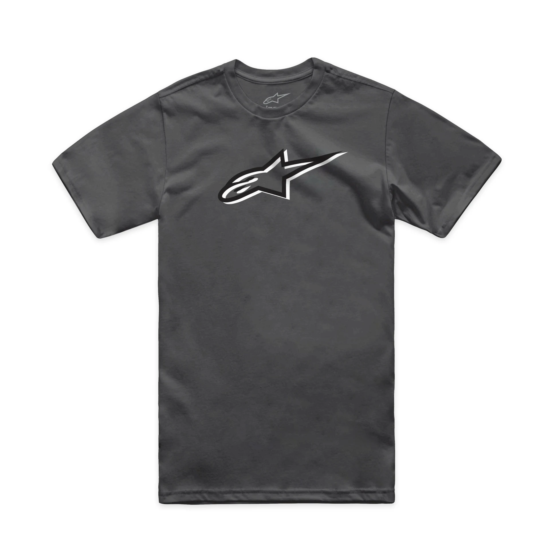 Alpinestars Ageless Shadow CSF Tee in charcoal, front view with black and white Alpinestars logo