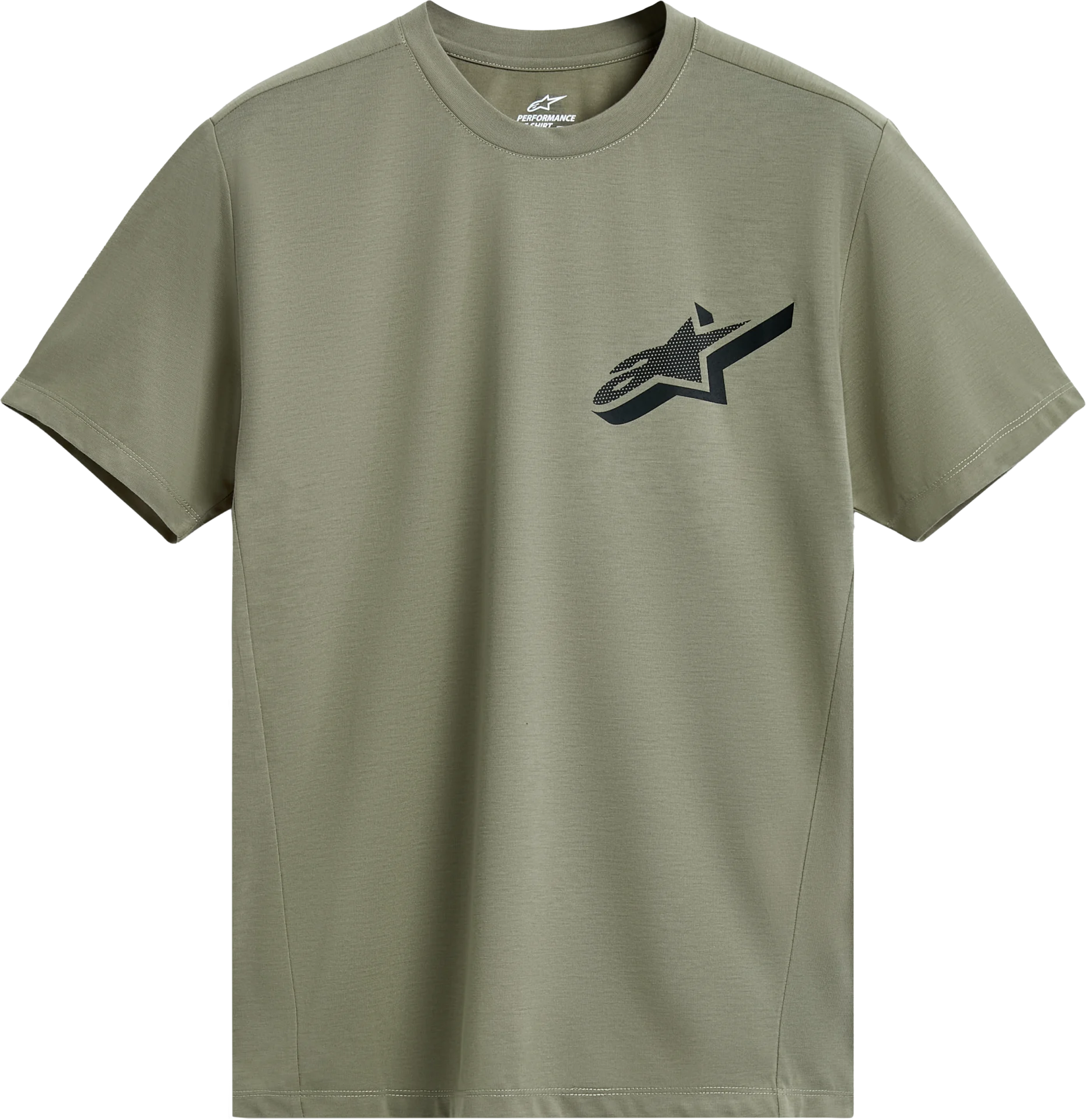 Alpinestars Attrition Performance Tee in light green, front view with black Alpinestars chest logo