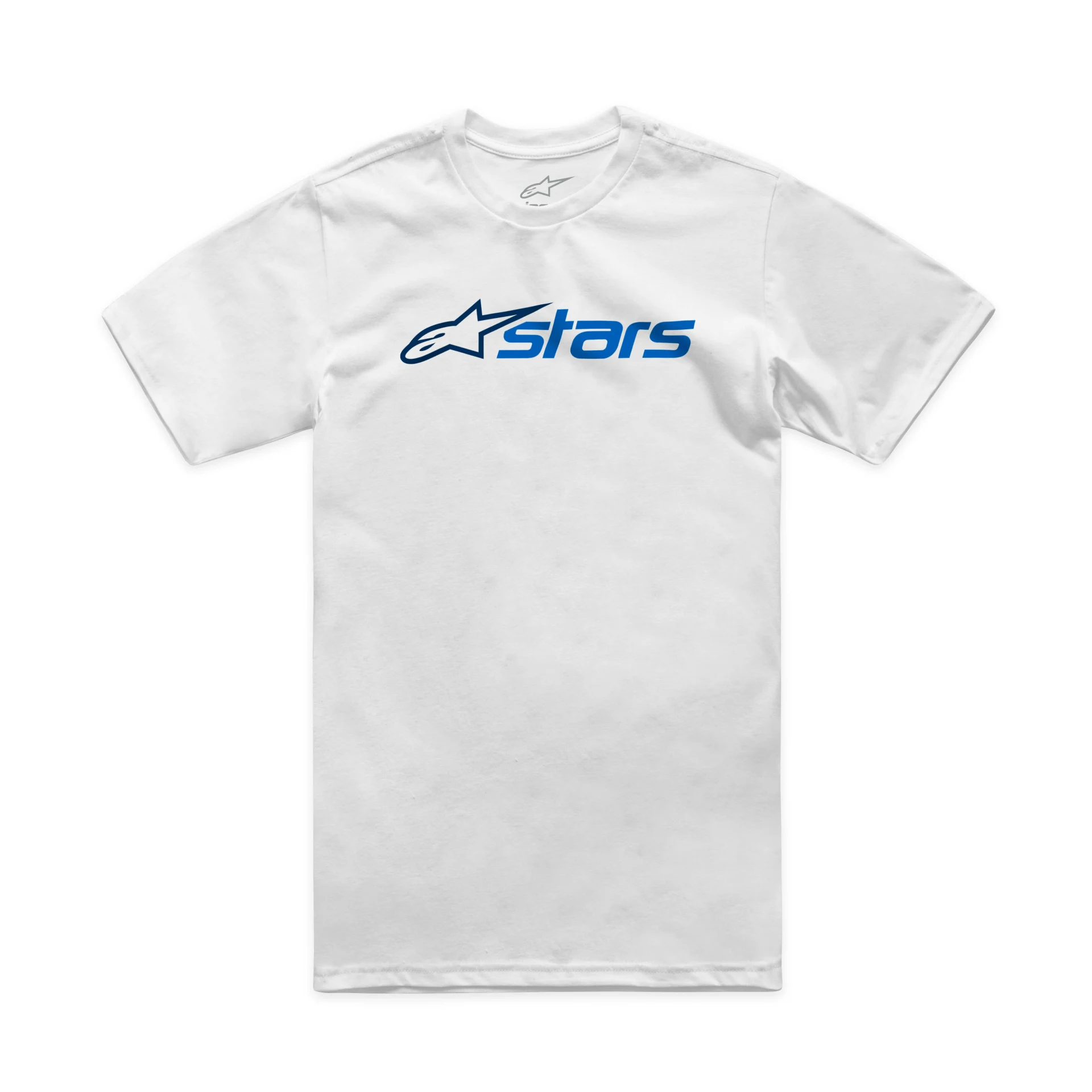 Alpinestars Blaze 2.0 CSF Tee in white, front view with blue Alpinestars logo