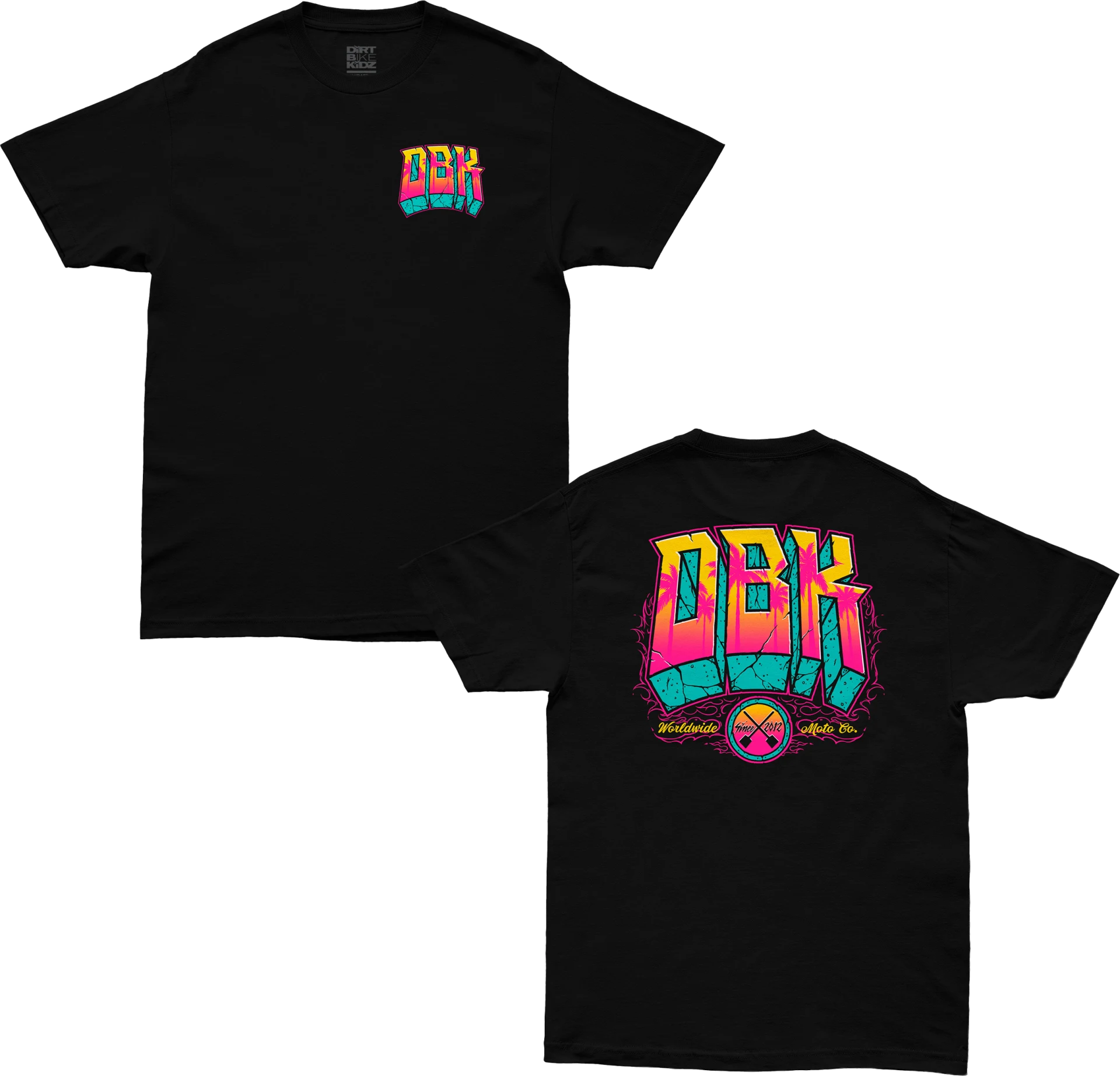 DBK Block X Block Tee in black, front and back views side by side
