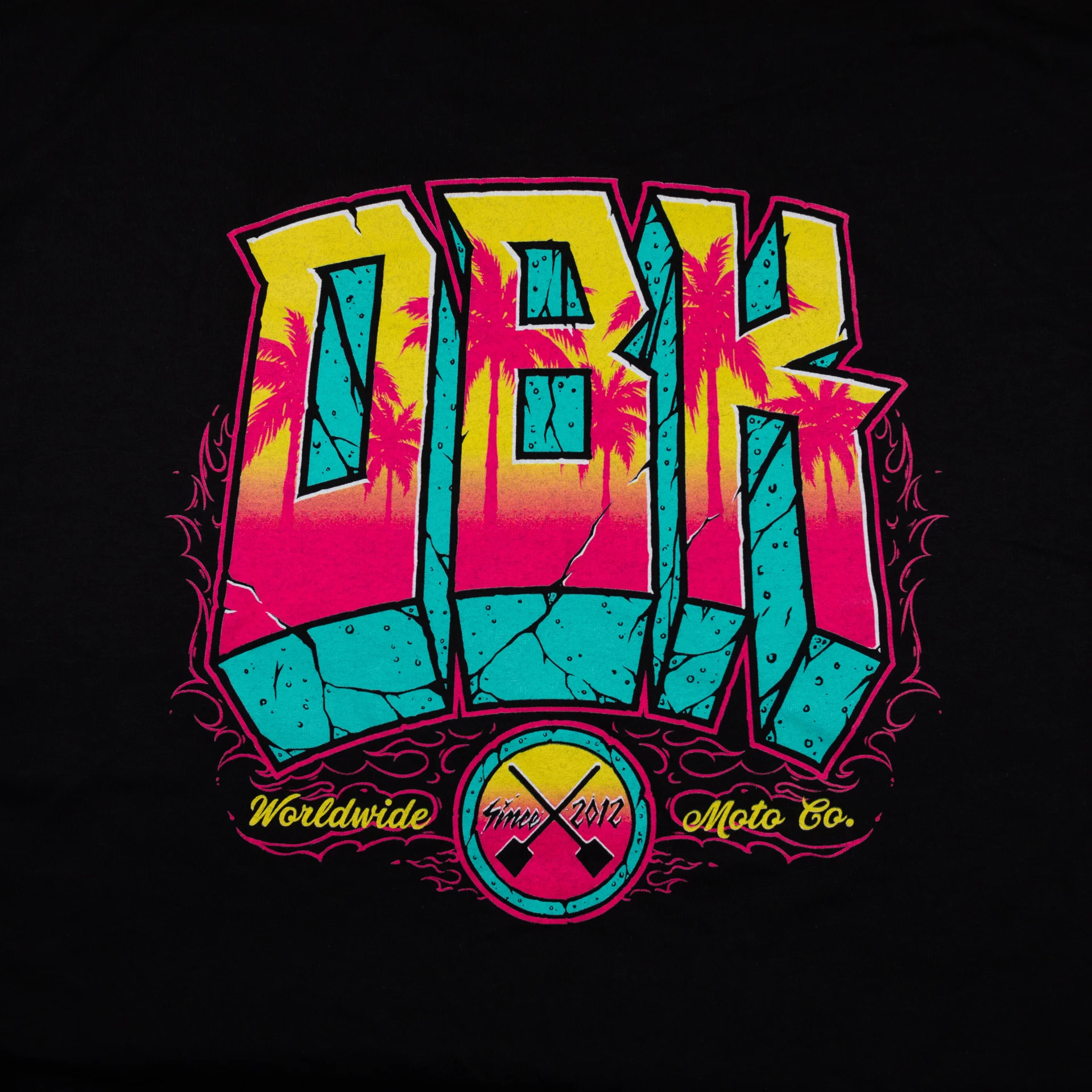 DBK Block X Block Tee in black, close-up of the full back graphic