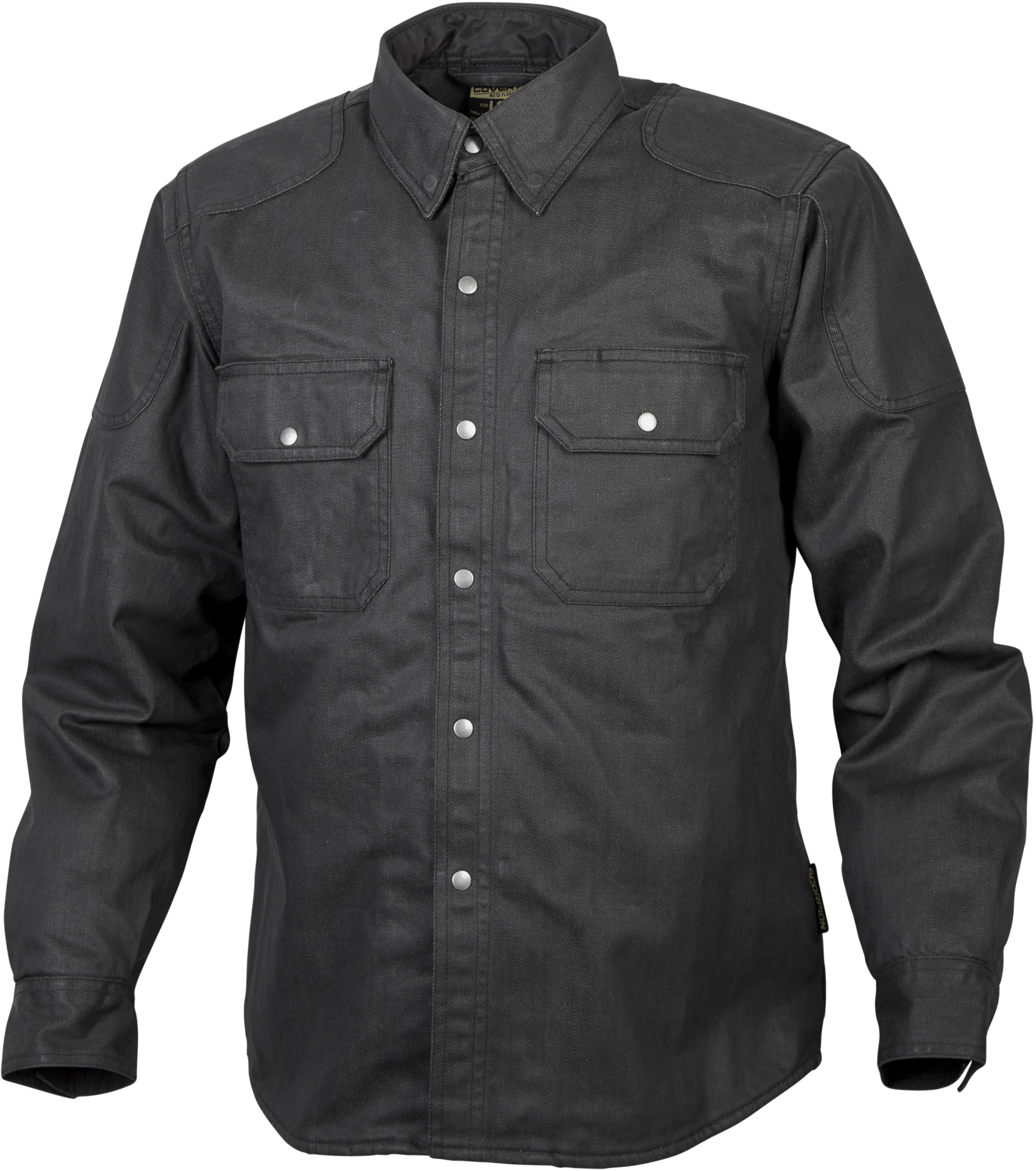 Scorpion EXO Covert Wax Riding Shirt in black, angled front view