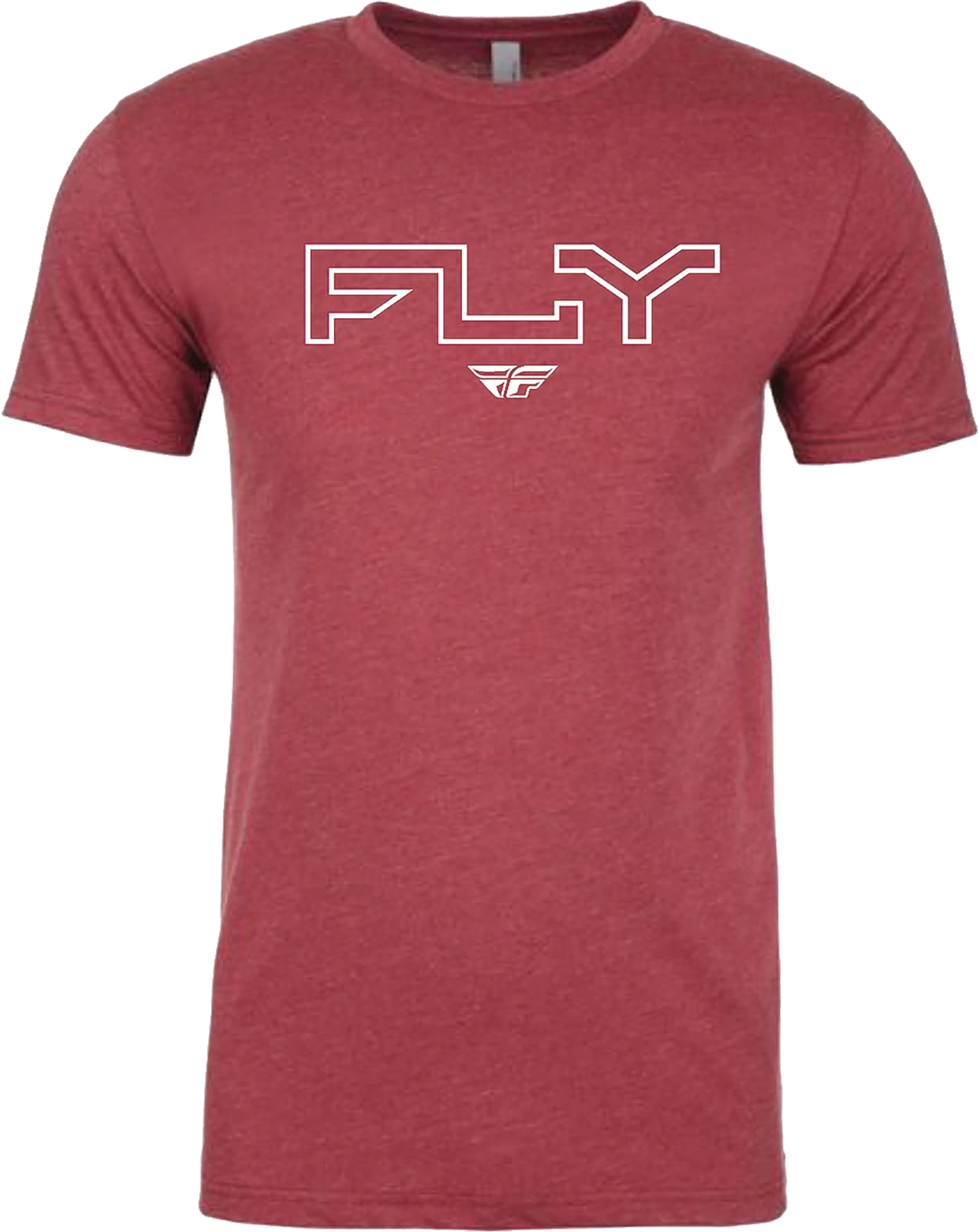 Cardinal red Fly Racing Edge tee, front view with white outlined Fly logo
