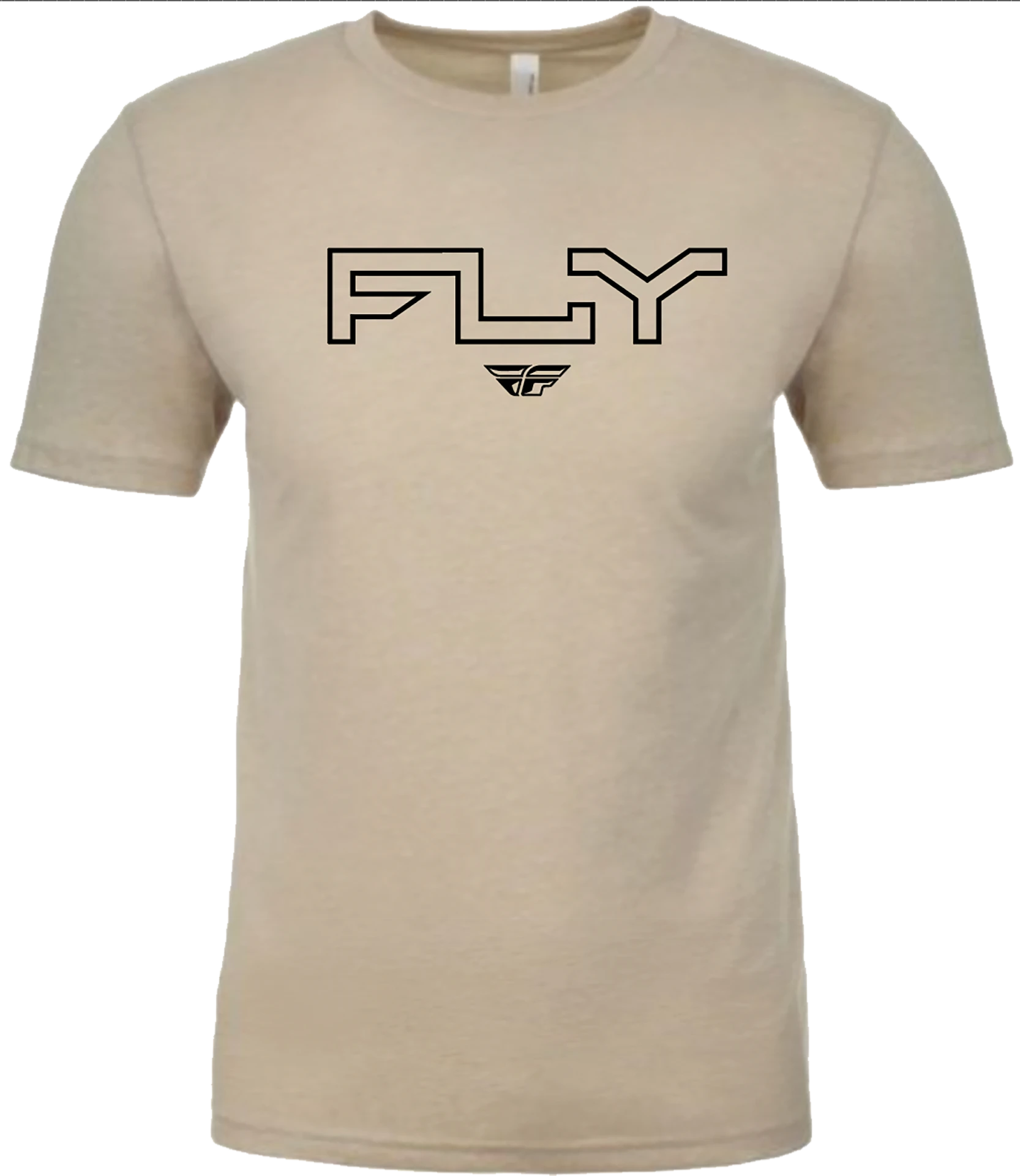 Cream Fly Racing Edge tee, front view with black outlined Fly logo