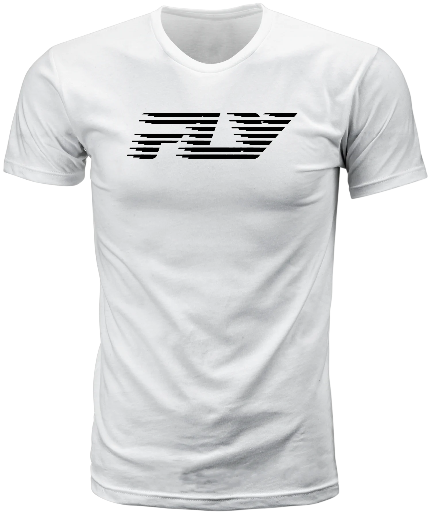 White Fly Racing Fast tee, front view with black striped Fly logo