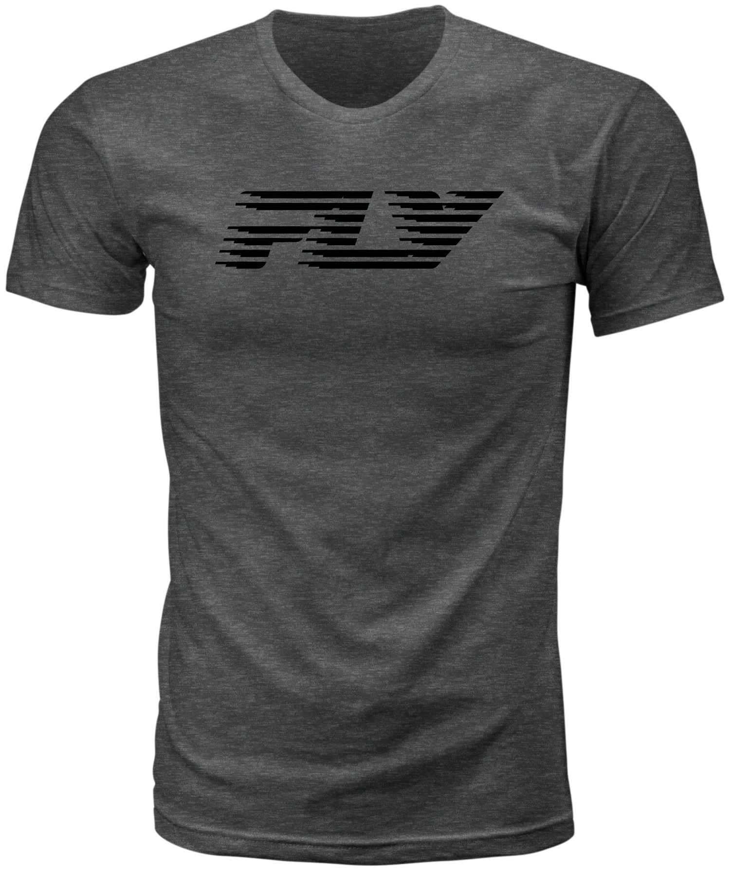 Grey Fly Racing Fast tee, front view with black striped Fly logo