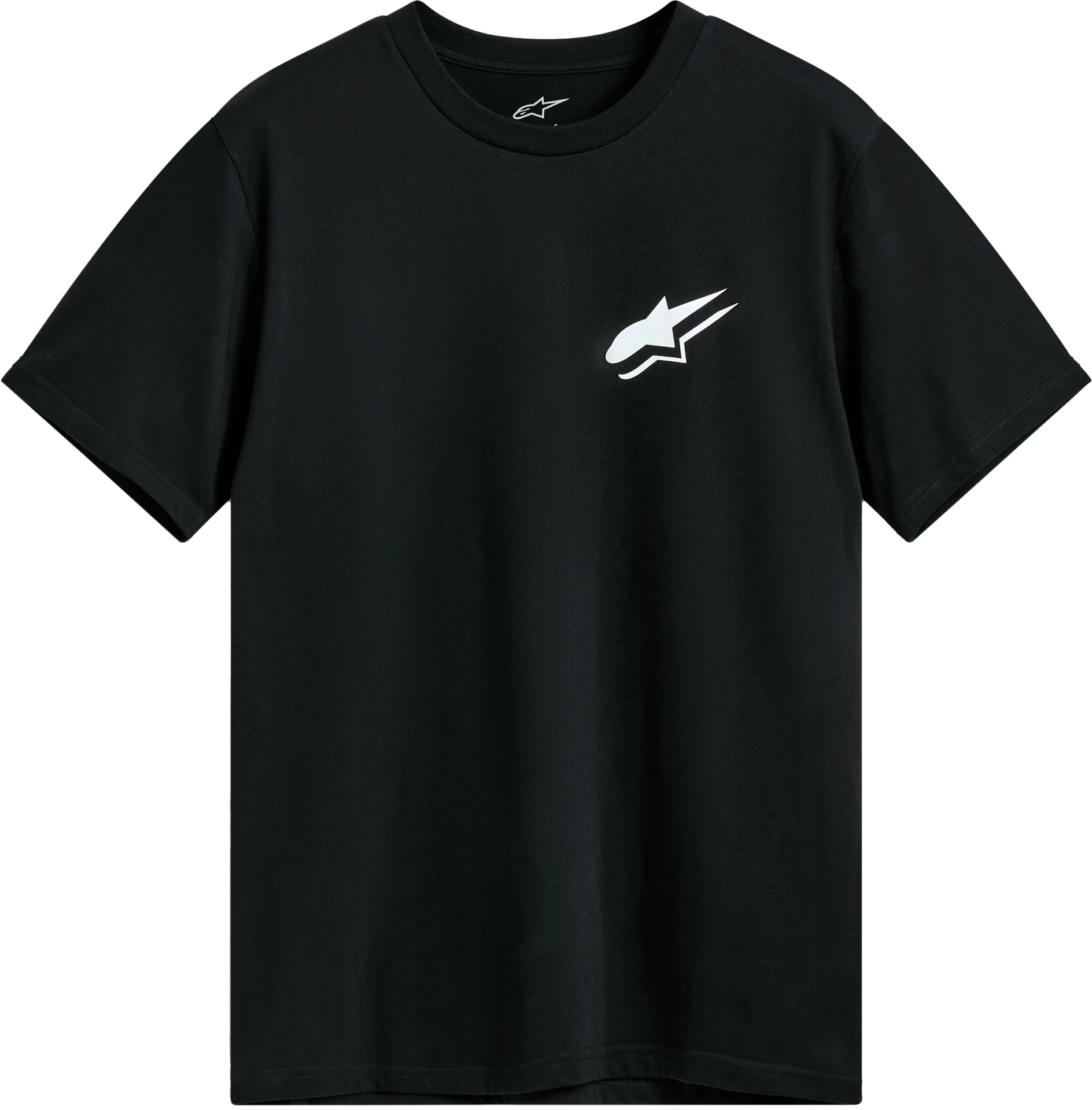 Black Alpinestars Formulate tee, front view with white Astars chest logo