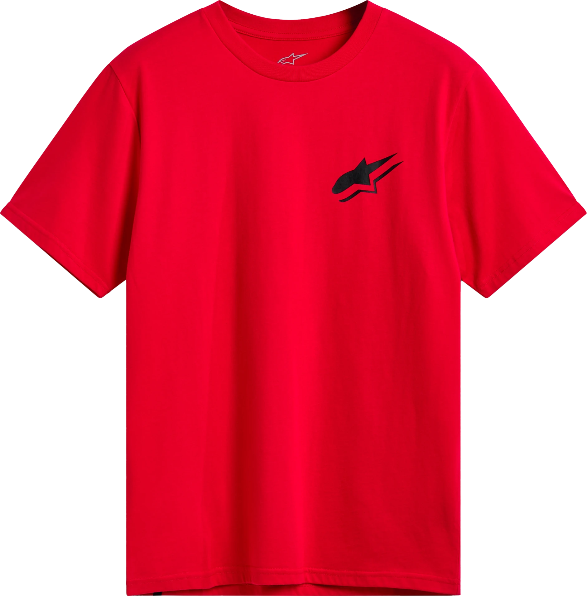 Red Alpinestars Formulate tee, front view with black Astars chest logo