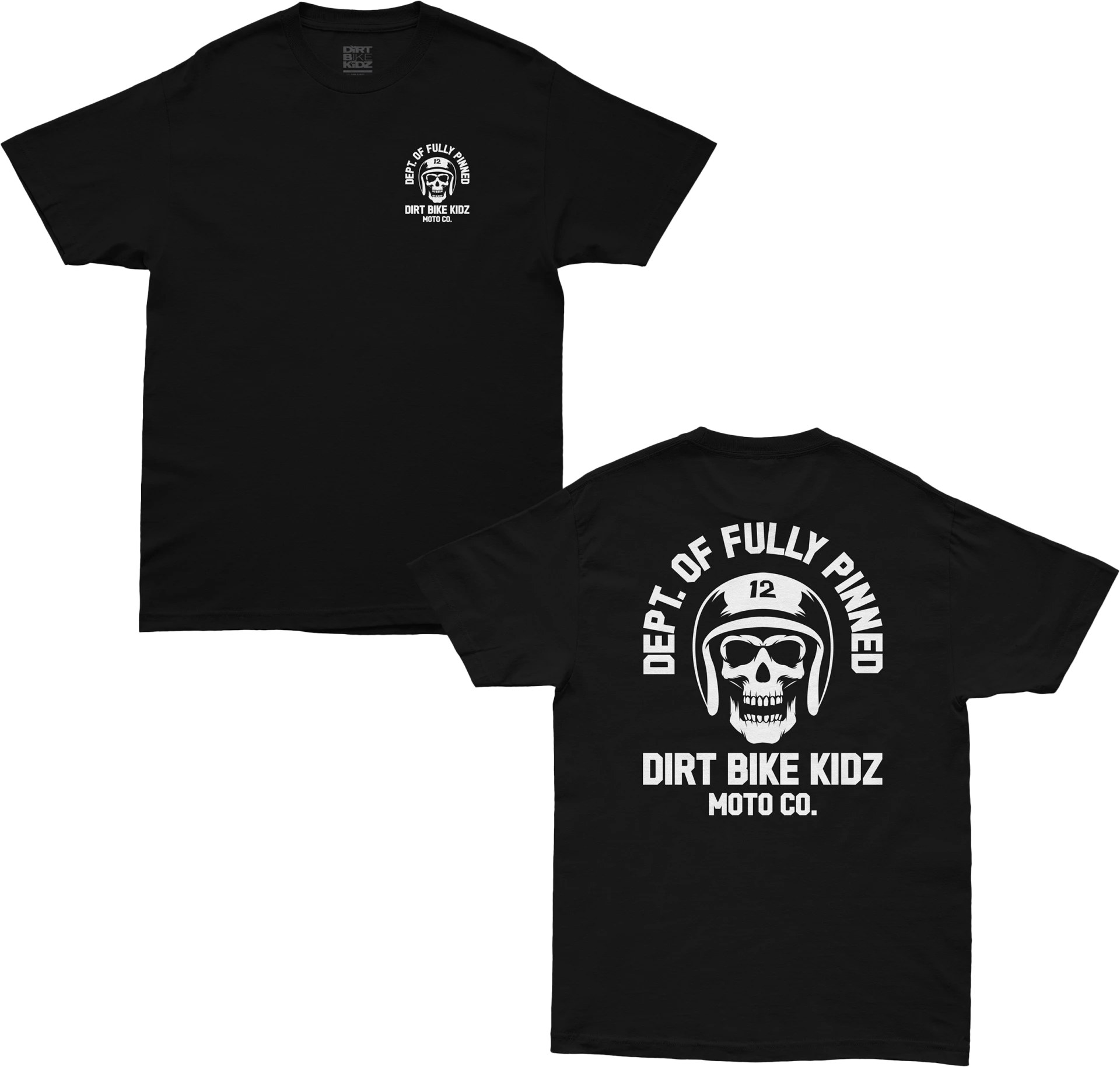 Black DBK Fully Pinned tee, front and back views side by side