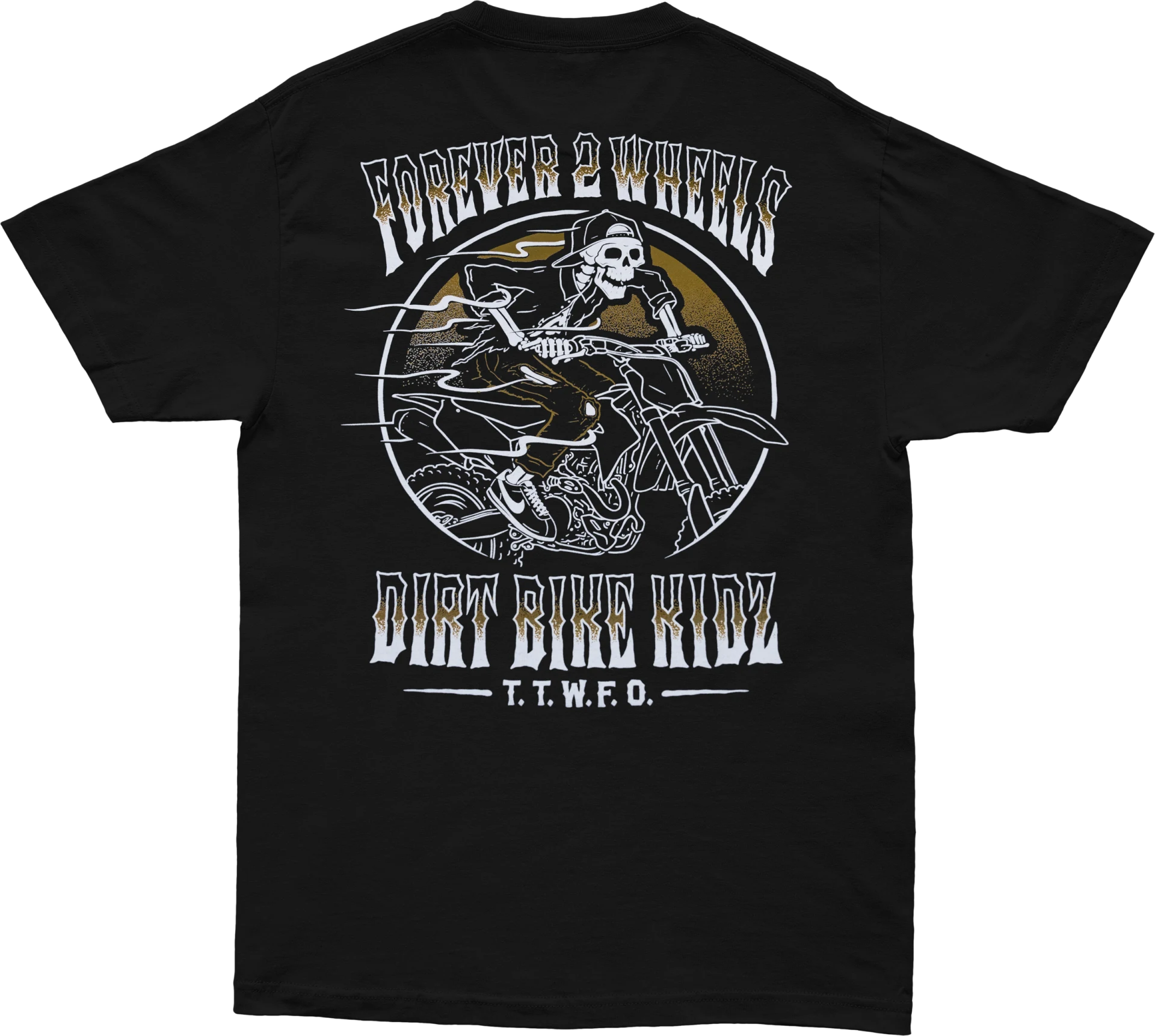 DBK Ghost Rider Tee in black, back view with Forever 2 Wheels skeleton rider graphic