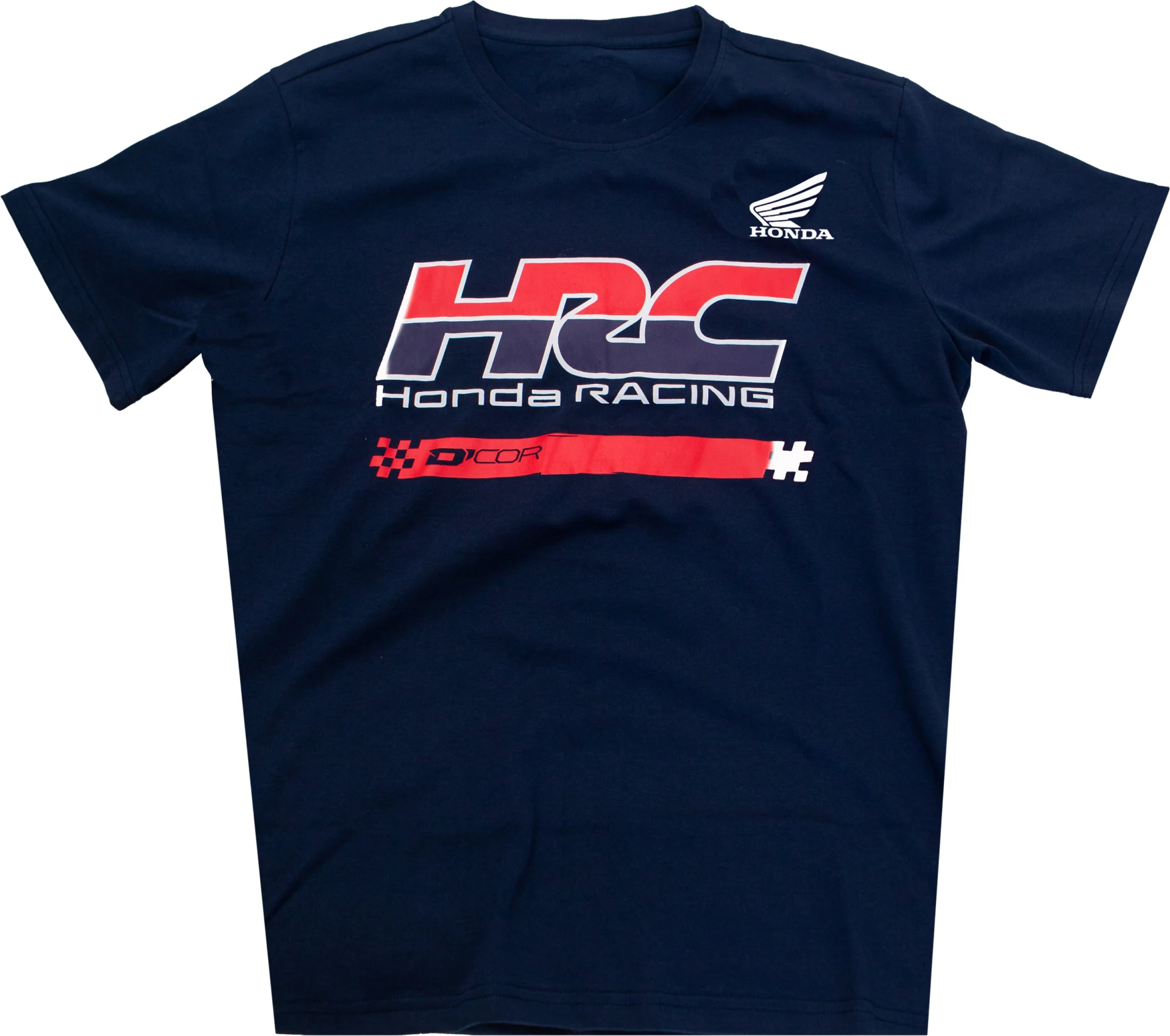 D'Cor Honda HRC2 Tee in navy, front view with large HRC Honda Racing graphic