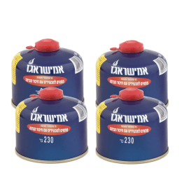 מארז 4 מיכלי גז חד-פעמי 230 גרם עם שסתום והברגה אמישראגז Amisragas 128223