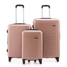 סט 3 מזוודות 20/24/28 אינץ' SWISS VOYAGER TUSTIN רוז גולד