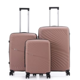 סט 3 מזוודות 20/24/28 אינץ' SWISS VOYAGER NEW YORK רוז גולד
