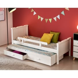 מיטת ילדים כולל מזרנים ומיטת חבר ברדקס Bradex Sunny עץ מלא לבן