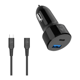 מטען לרכב Essentials Dual 43W Car Charger כולל כבל Lightning שחור