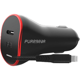 מטען לרכב PureGear 45W GaN 2 Car Charger + כבל Lightning שחור