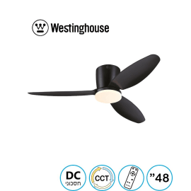 מאוורר תקרה "48 ווסטינגהאוס Westinghouse Carla מנוע DC שלט ותאורה 28W CCT שחור
