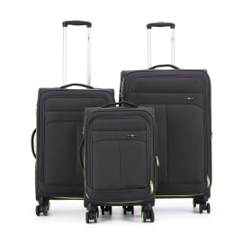 סט 3 מזוודות בד 20/24/28 Swiss Voyager Brooklyn שחור ירוק