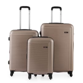 סט 3 מזוודות קשיחות 20/24/28 אינץ' Swiss Voyager Tustin שמפנייה