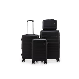סט 3 מזוודות קשיחות 20/24/28 Swiss Voyager Vegas שחור כולל תיק איפור