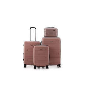 סט 4 מזוודות קשיחות 14/20/26/30 אינץ' Swiss Voyager Wander רוז גולד