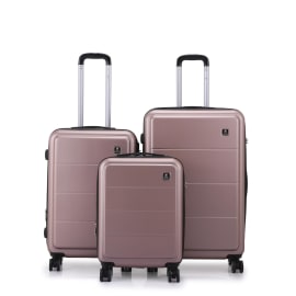 סט 3 מזוודות קשיחות 20/24/28 Swiss Voyager Milano רוז גולד