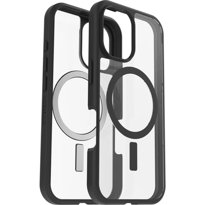 כיסוי אוטרבוקס React MAGSAFE לאייפון 16 שקוף-שחור