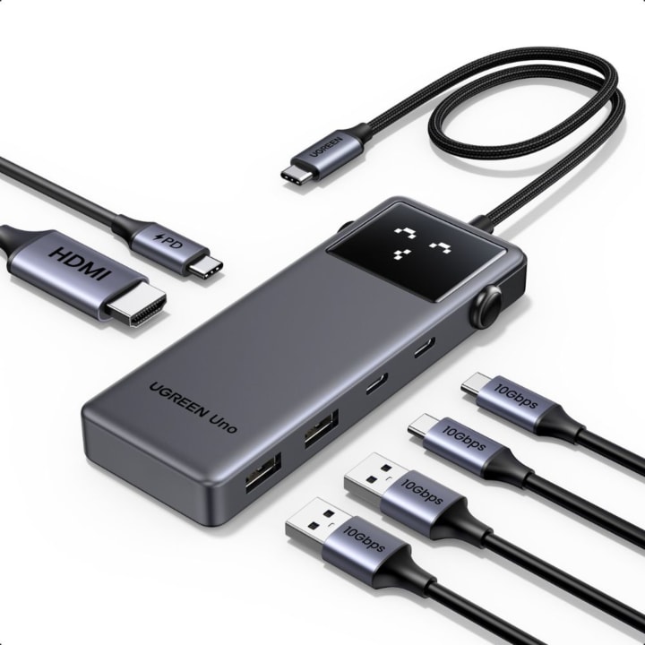 רכזת UGREEN USB-C ‎6-IN-1 HDMI 4K וטעינה ‎100W