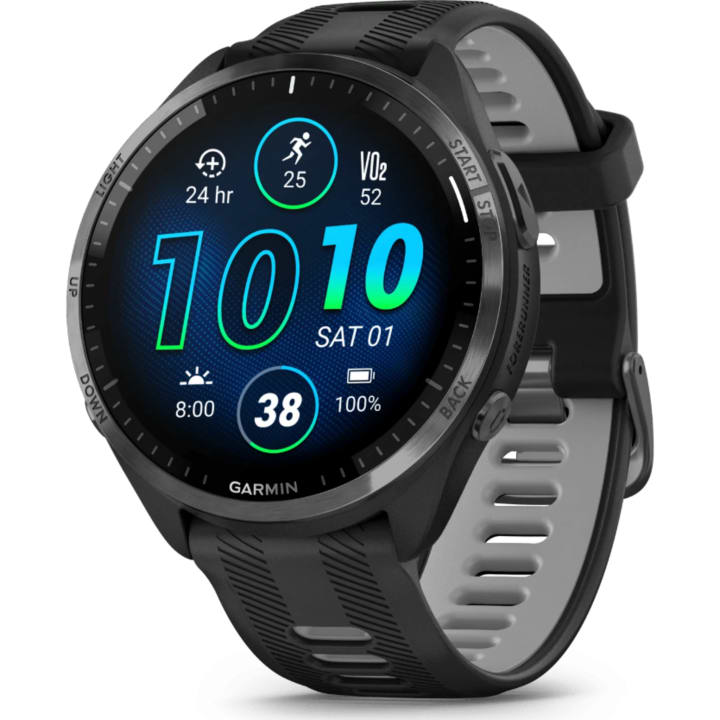 שעון חכם מולטיספורט Garmin Forerunner 965 GPS 47mm טיטניום אפור רצועת סיליקון שחורה