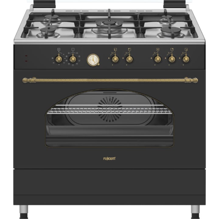 תנור משולב 90 ס"מ FUJICOM FJ-FSC9095BK שחור מט עם מכסה עליון מנירוסטה